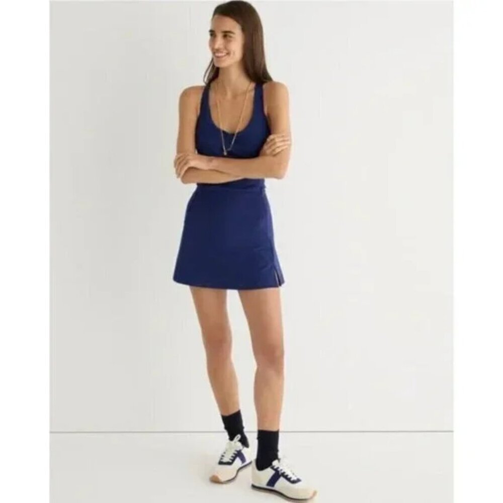 New J Crew CloudStretch Side Slit Sports Dress Mediterranean Navy BP015